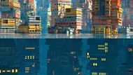 A half-submerged dystopian city can be created in the 1.19 version of the game (Image via Reddit/u/Junopii)